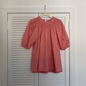 J. Crew 100% cotton smocked neck puff-sleeve cotton poplin top